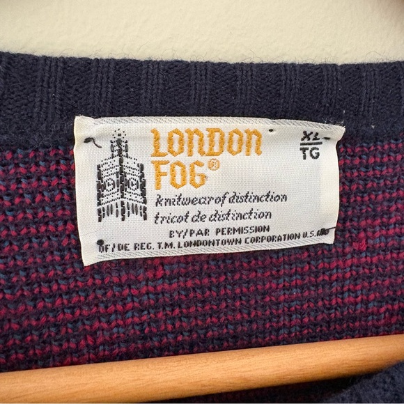 Vintage 90s London Fog Geometric Knit Sweater - Grandpacore Bold Multi Colour - Picture 4 of 8